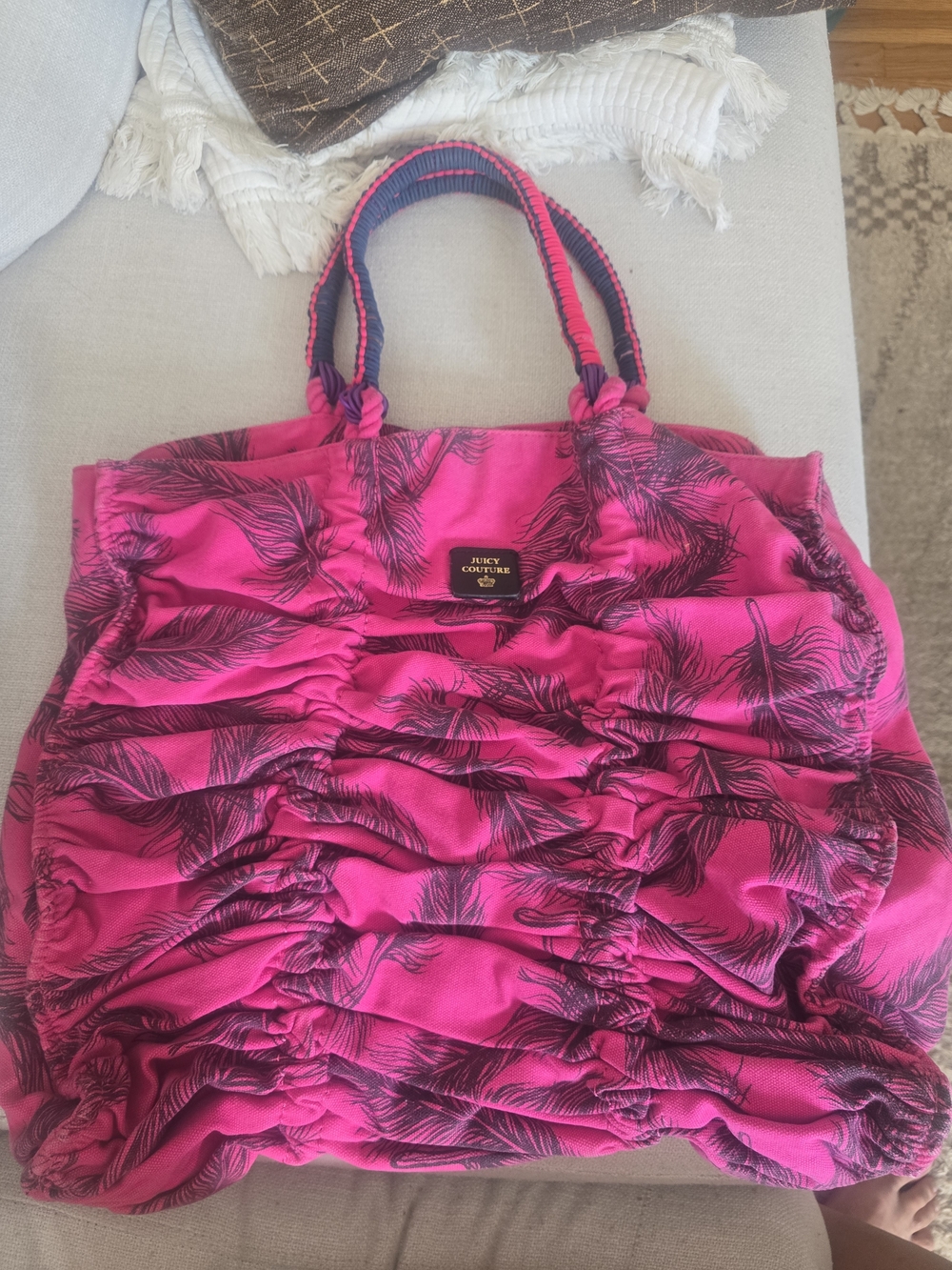 Juicy Couture Pink Ruched Beach Tote